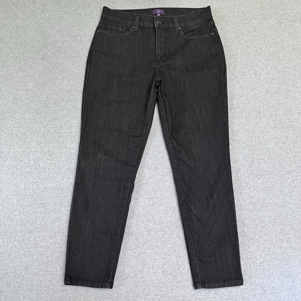 NYDJ Jeans Womens 10 Black Ankle Skinny High Rise Lift Tuck Technology Denim